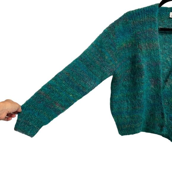 (SOLD) New Zealand Handknits Handmade Wool Mohair V-Neck Cardigan Sweater L - Picture 2 of 7